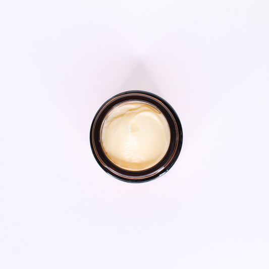 Ceramide Veil facial moisturizer, top view, light buttery yellow cream